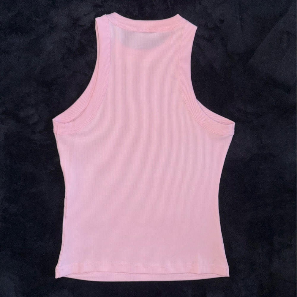 Light Pink Ribbed Racerback Tank Top - SHEIN - Picture 4 of 6